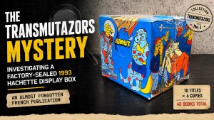 Factory-sealed 1993 Hachette Transmutazors display box listing ten French educational book titles